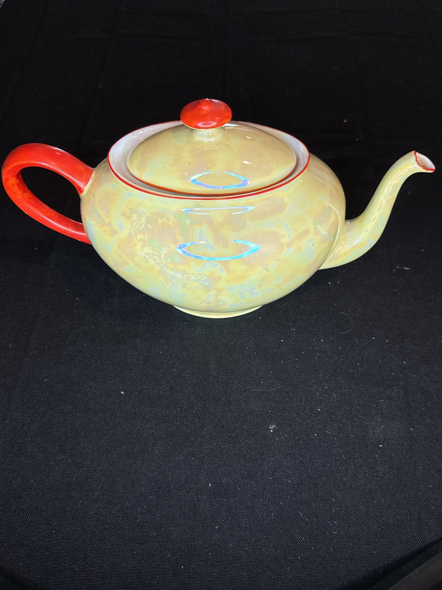 Union T Vintage Czech-Slovakia Lustreware Tea Set, 2315 Iridescent Red Trim