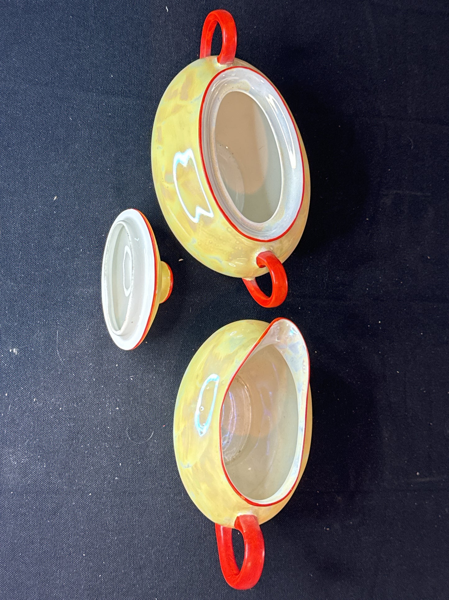 Union T Vintage Czech-Slovakia Lustreware Tea Set, 2315 Iridescent Red Trim