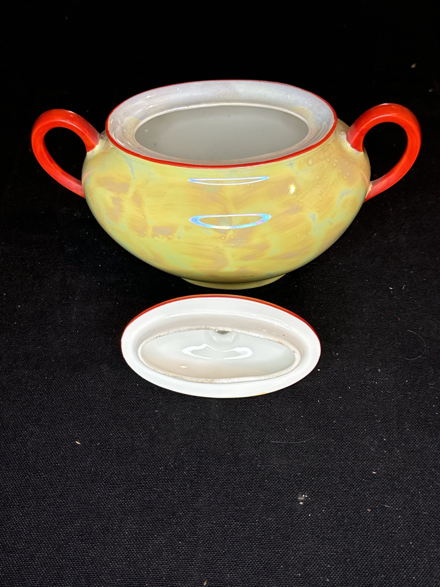 Union T Vintage Czech-Slovakia Lustreware Tea Set, 2315 Iridescent Red Trim