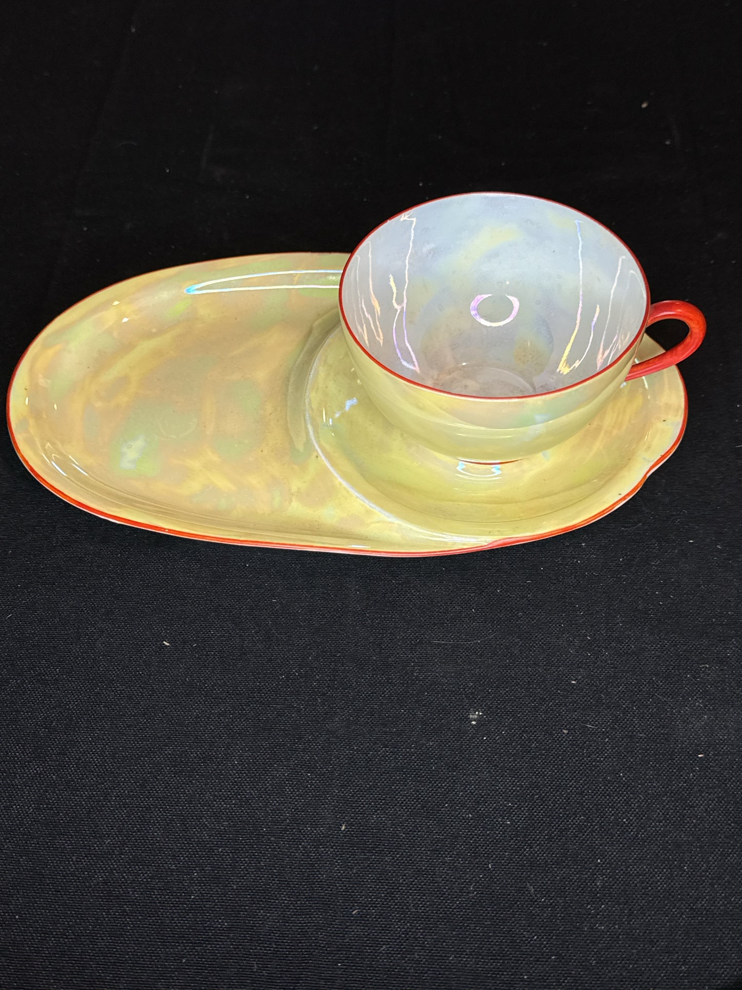 Union T Vintage Czech-Slovakia Lustreware Tea Set, 2315 Iridescent Red Trim