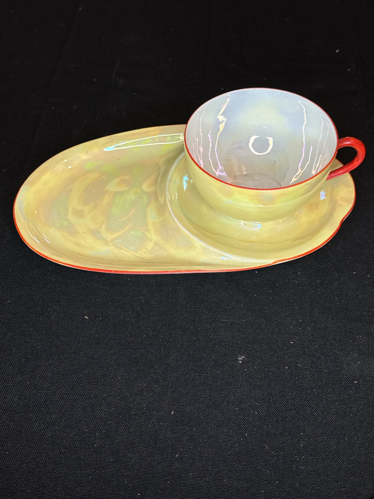 Union T Vintage Czech-Slovakia Lustreware Tea Set, 2315 Iridescent Red Trim