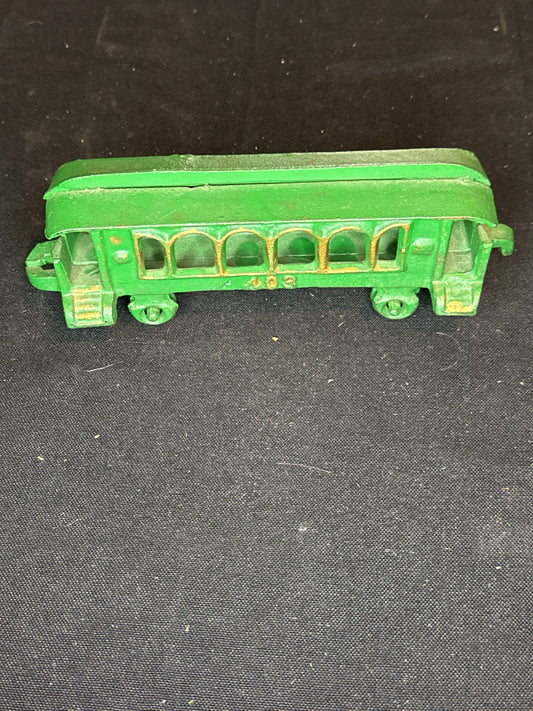 Cast Iron Passenger Train Car #403 Green 7.5" Long