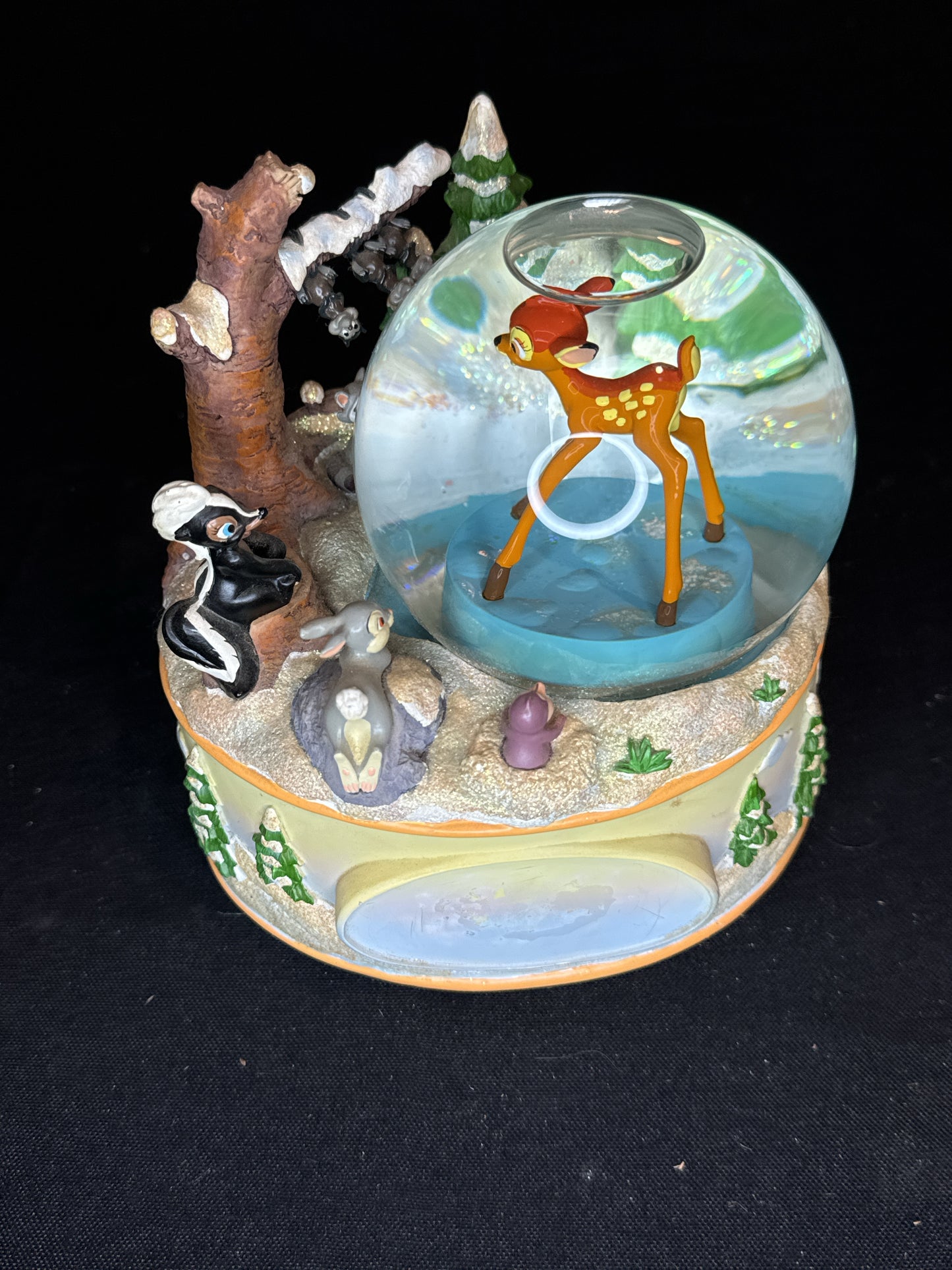 Disney Rotating Bambi Winter Musical Baby Snow Globe Plays "Brahms Lullaby"