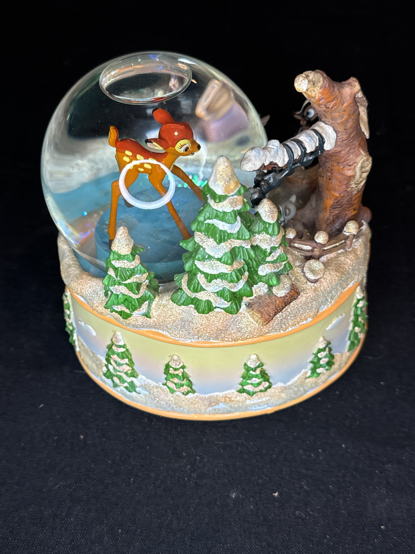 Disney Rotating Bambi Winter Musical Baby Snow Globe Plays "Brahms Lullaby"