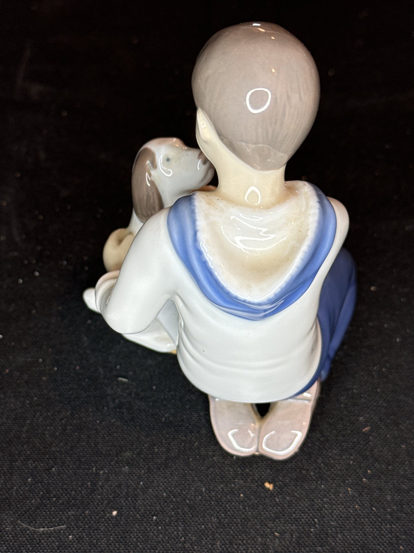 Bing and Grondahl Figurine Must I Be Washed Boy with Dog 5" tall