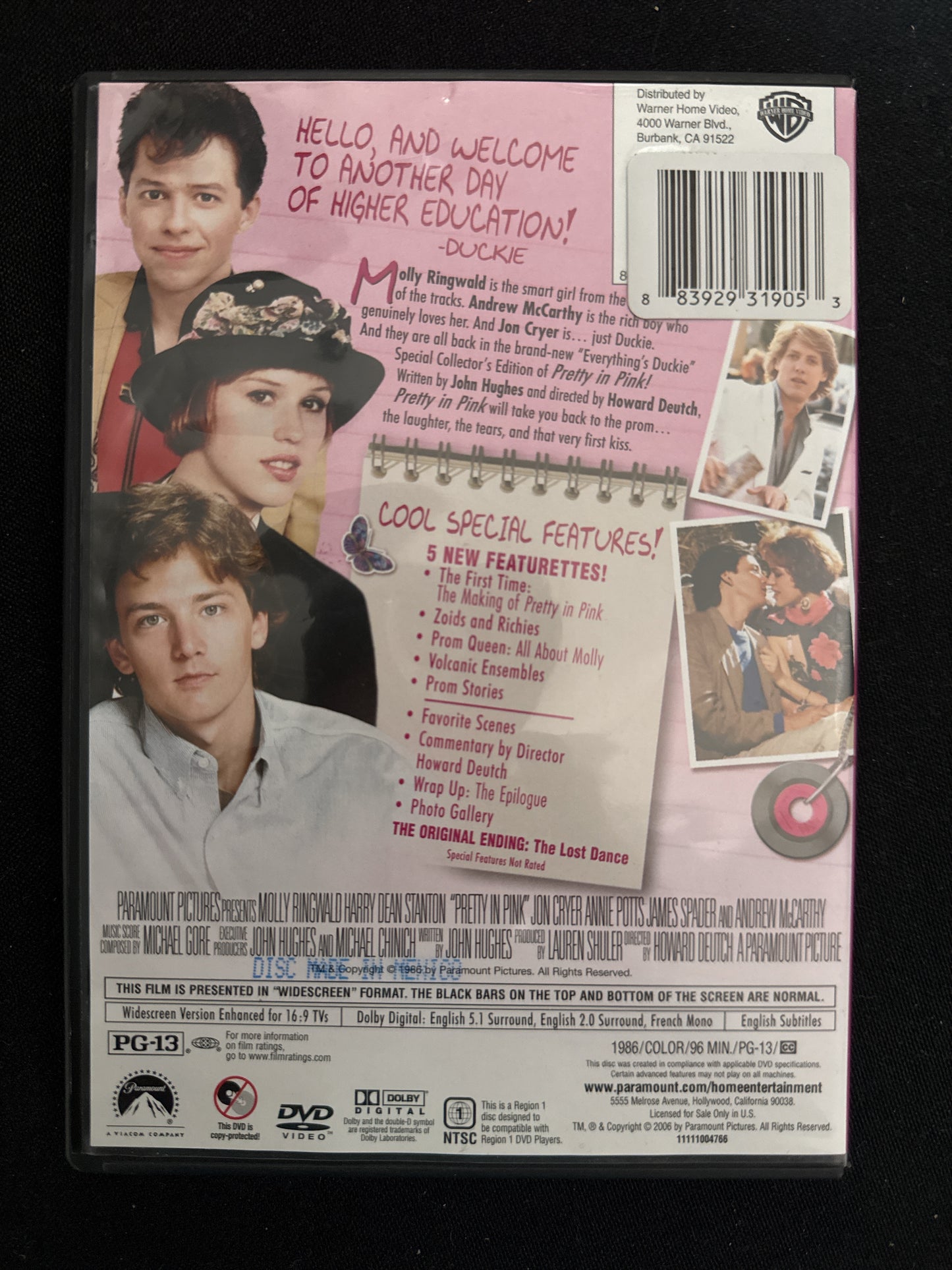 Pretty In Pink DVD Everything's Ducky Edition