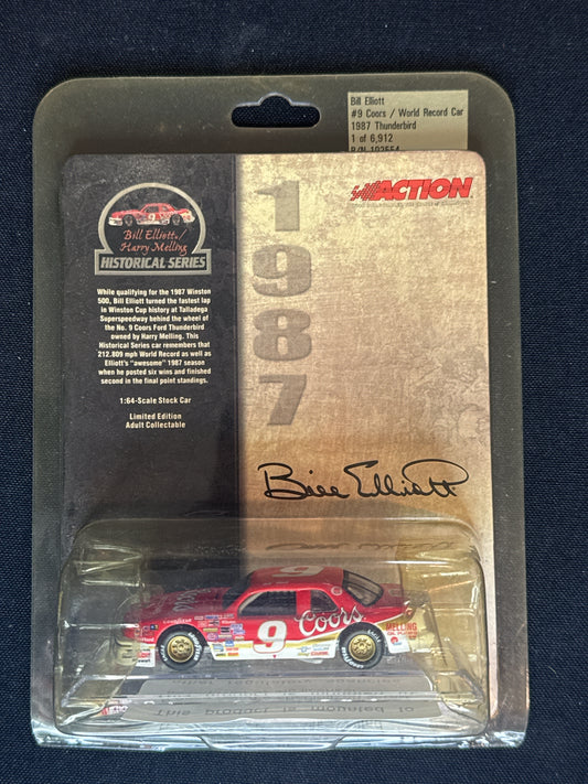 1987 Bill Elliott 1:64 Scale Coors "World Record 212 mph" Thunderbird on Clear Base NIB