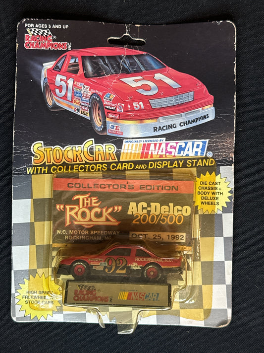 NASCAR 1992 Racing Champions Stockcar #92 "The Rock" with Stand and Collector's Card