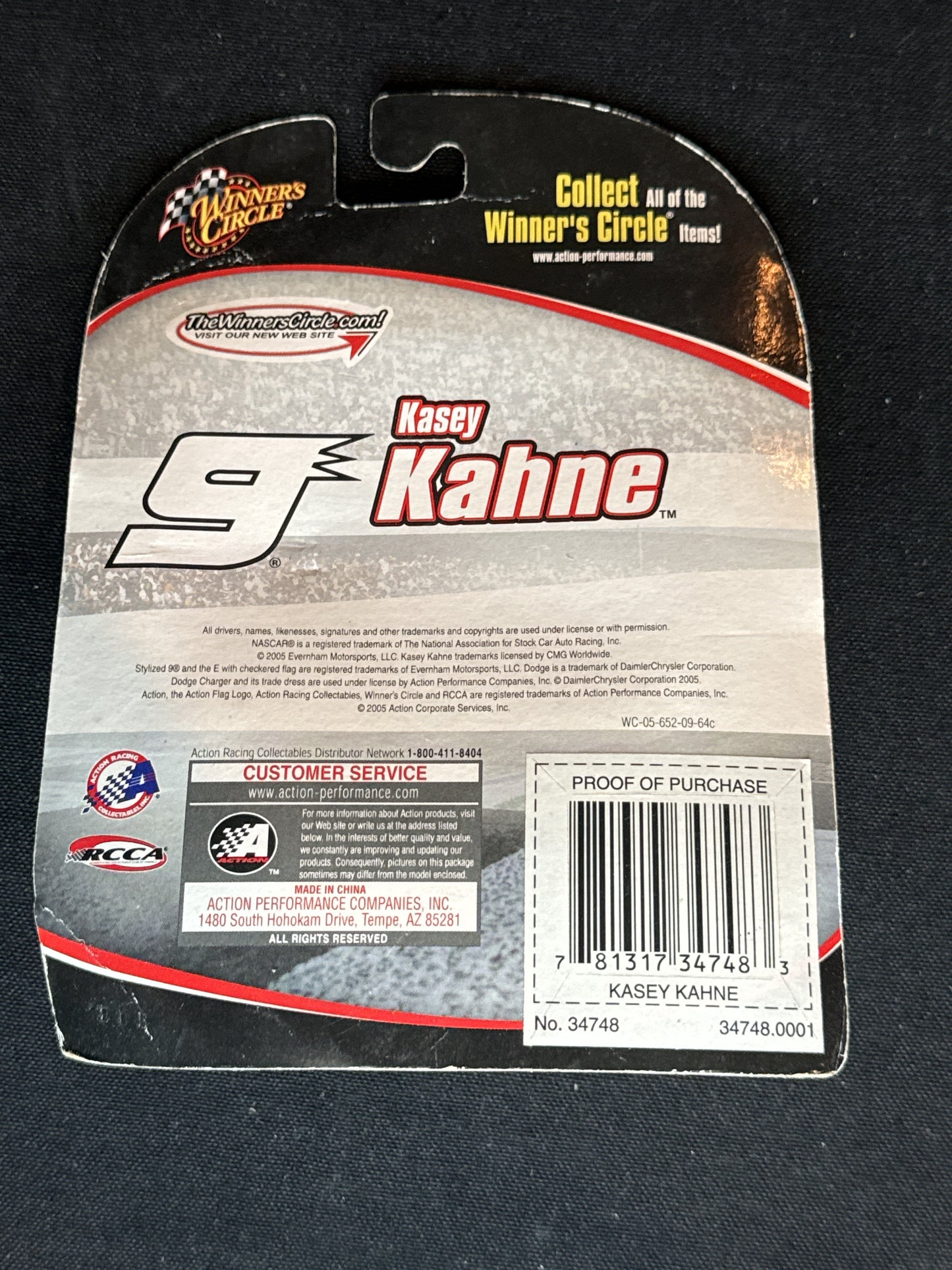 NASCAR 2005 Winner's Circle Hood Magnet Series Kasey Kahne #9 Dodge 1:64 Diecast