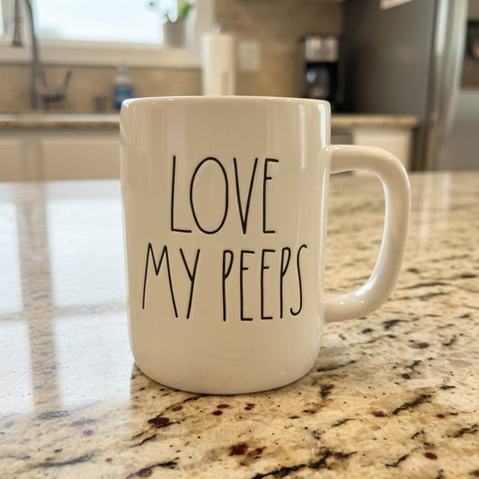 Rae Dunn "Love My Peeps" Pink Interior Coffee Cup Mug 4 7/8" Tall