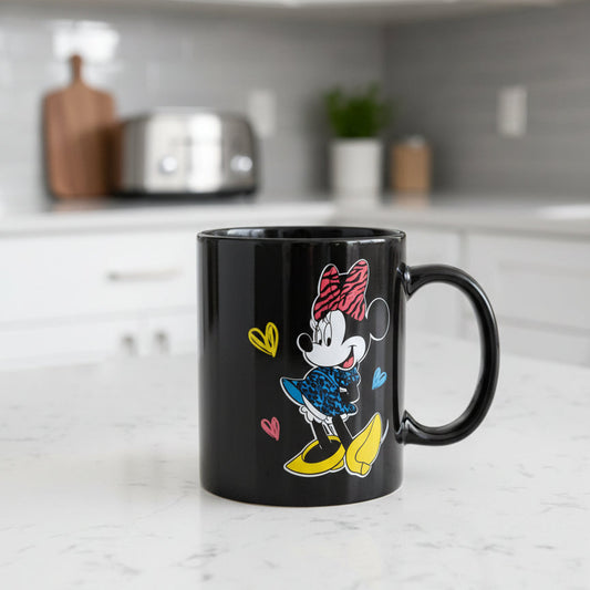 Disney MInnie Mouse Double Sided Black Coffee Cup Mug 4" Tall