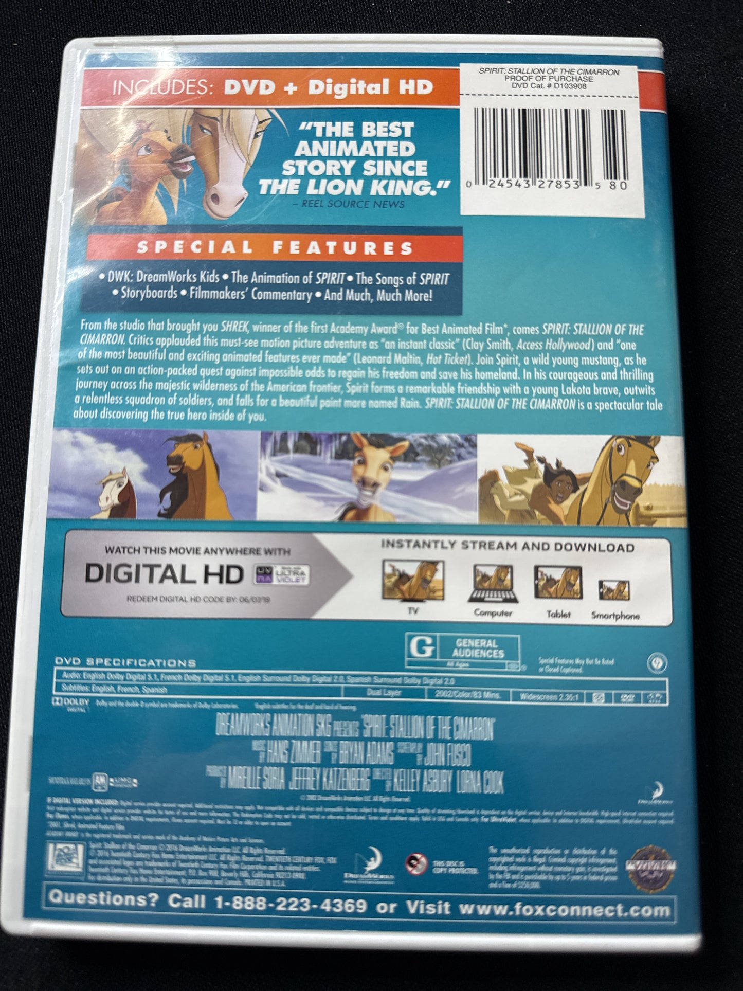 Dreamworks Spirit Stallion of the Cimarron DVD
