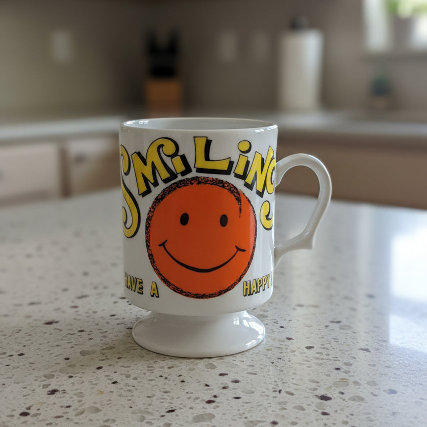 Vintage Rare 1960's Smiling Happy Day Smug Mug 44/320 Footed 3 7/8" Tall