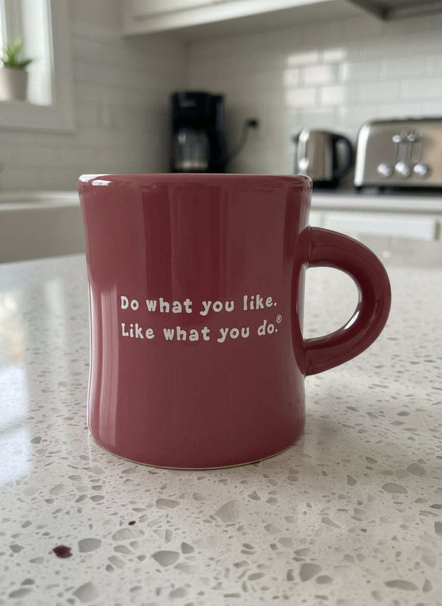 Tropical Flower Life Is Good 12oz Burgundy Purple Diner Style Do What You Like Coffee Mug Cup