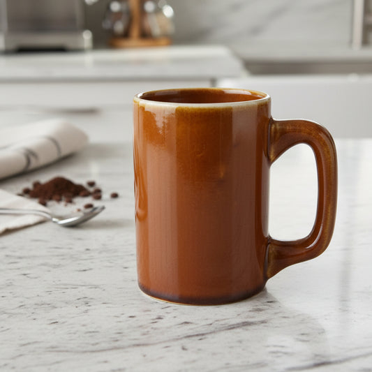 Vintage Hall Made in USA 1318 Brown Glaze Coffee Mug Cup Industrial Strength 4.5" Tall