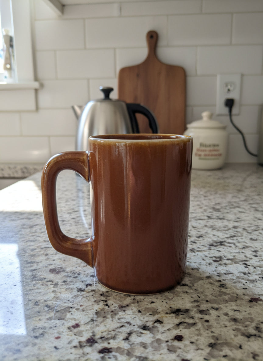 Vintage Hall Made in USA 1318 Brown Glaze Coffee Mug Cup Industrial Strength 4.5" Tall