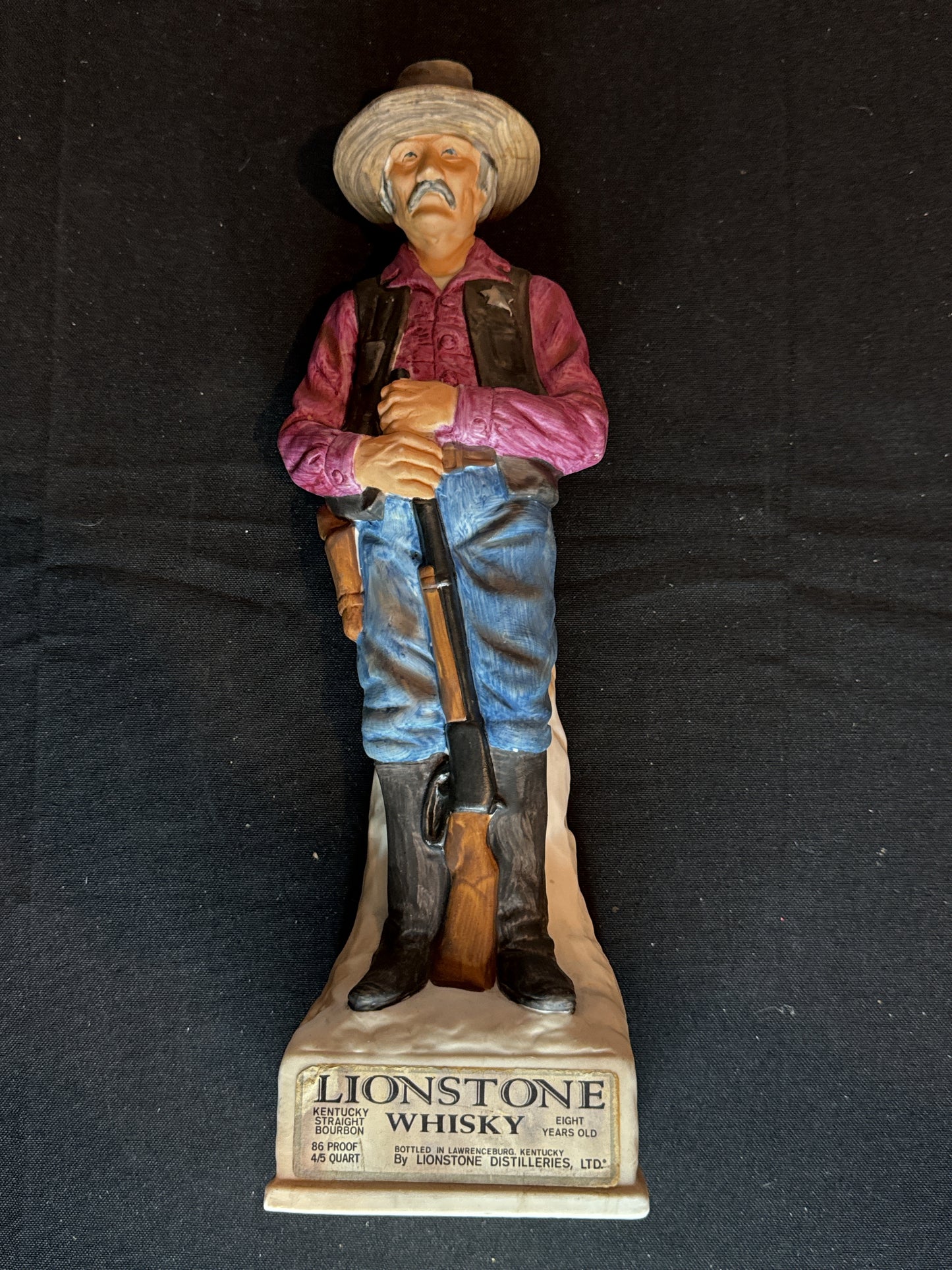 1969 Lionstone Whiskey Decanter Sheriff, Western 14" EMPTY