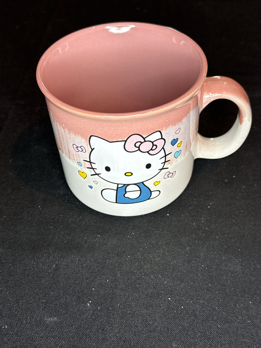 Silver Buffalo Sanrio Hello Kitty Sitting Hearts and Bows Reactive Glaze Ceramic Camper Mug 20oz