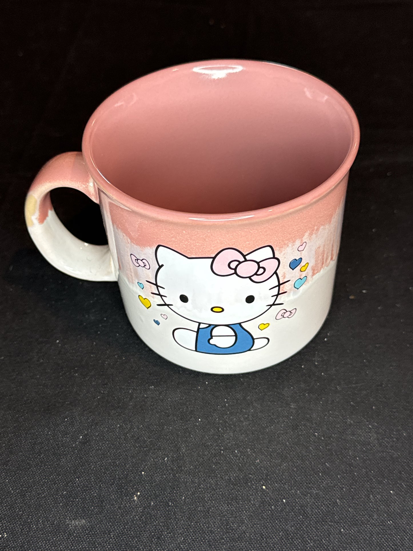 Silver Buffalo Sanrio Hello Kitty Sitting Hearts and Bows Reactive Glaze Ceramic Camper Mug 20oz