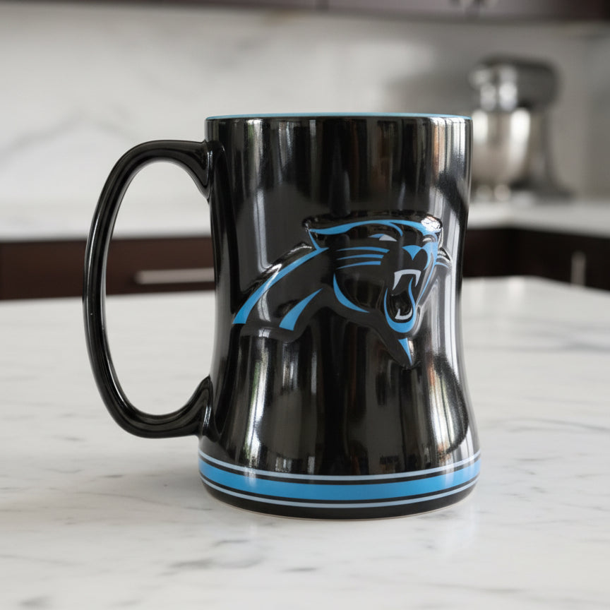 Carolina Panthers Blue & Black NFL Gear Coffee Cup Mug 4 5/8" Tall