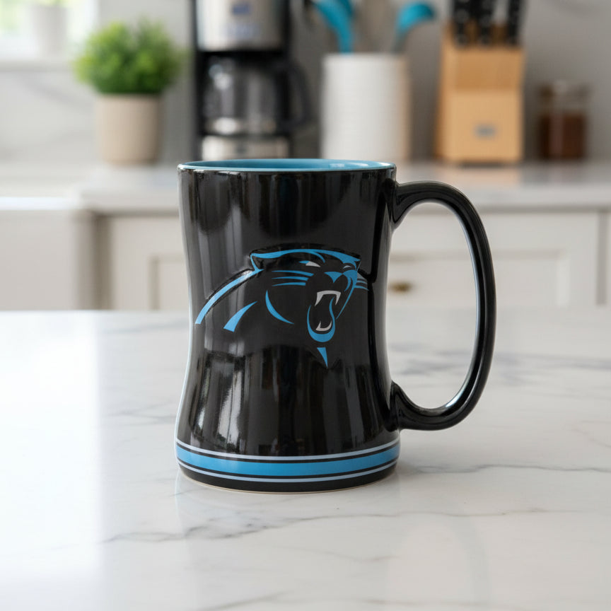 Carolina Panthers Blue & Black NFL Gear Coffee Cup Mug 4 5/8" Tall