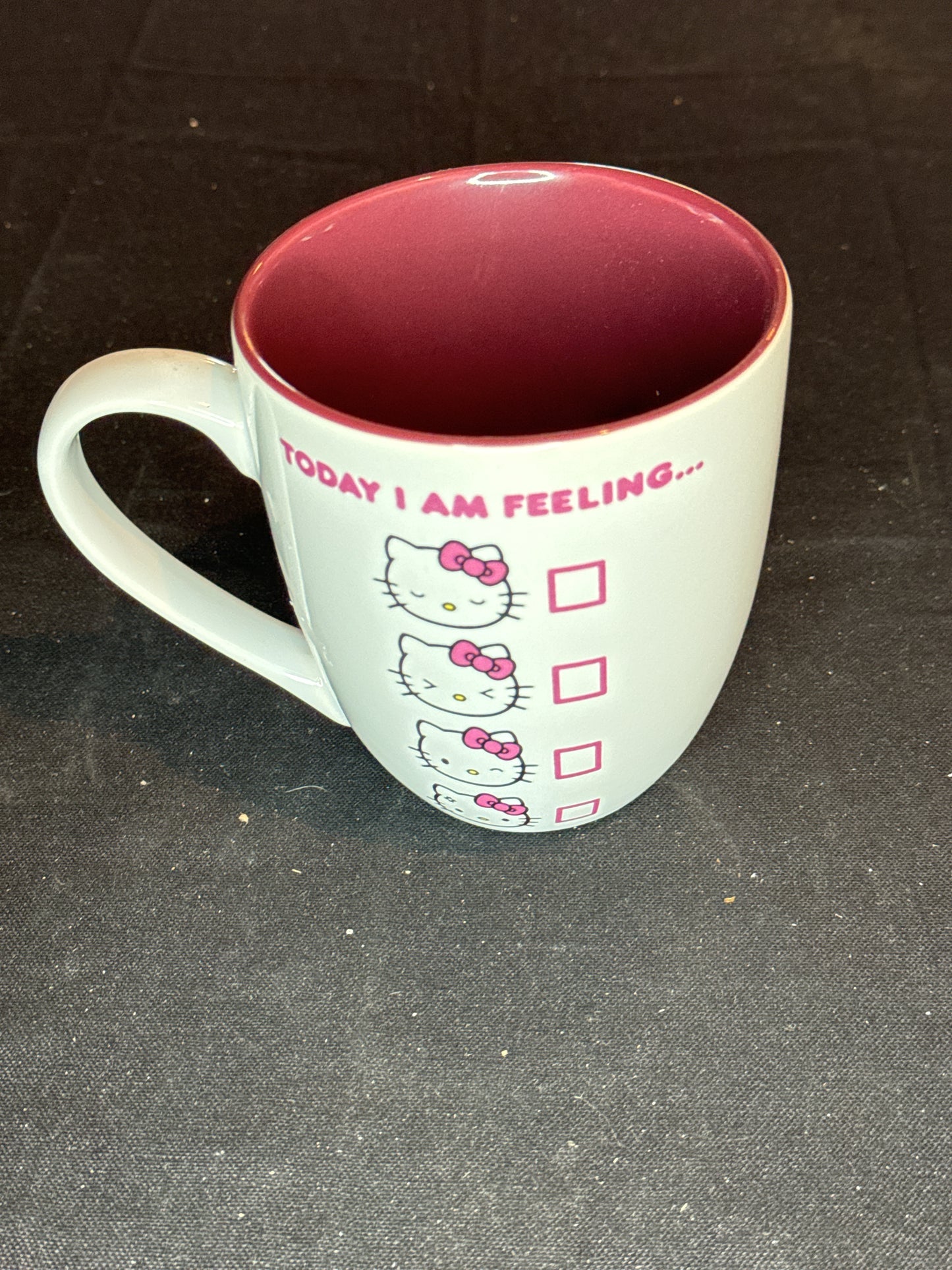 Feeling Cute Hello Kitty Large Mug 18oz Mood Checklist Ceramic New Inventory