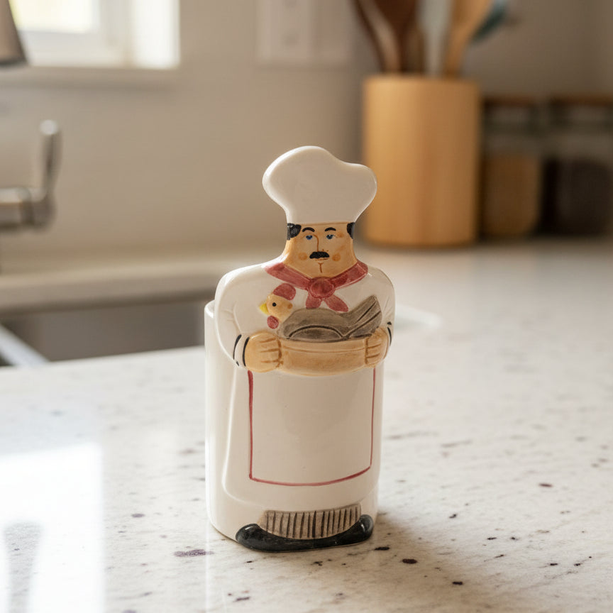 Les Artisans Sigma The Tastesetter Towle Kitchen Utensil Holder Chef w/ Chicken 8.5" Tall