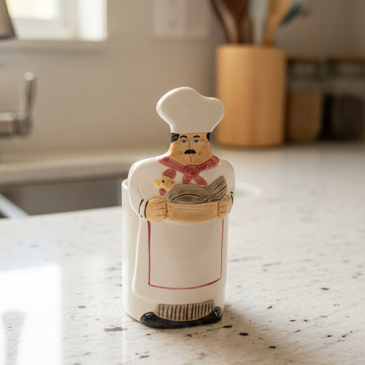 Les Artisans Sigma The Tastesetter Towle Kitchen Utensil Holder Chef w/ Chicken 8.5" Tall
