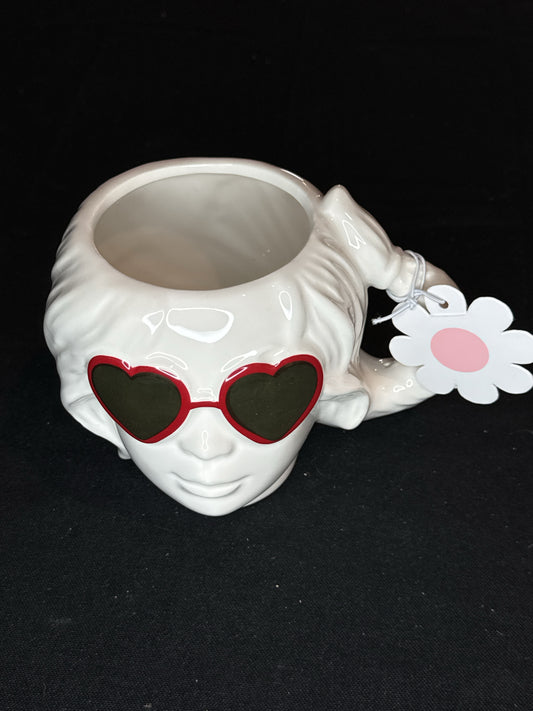 Sheffield Home Heart Sunglasses Ceramic Braided Hair Handle Coffee Tea Mug New 16oz