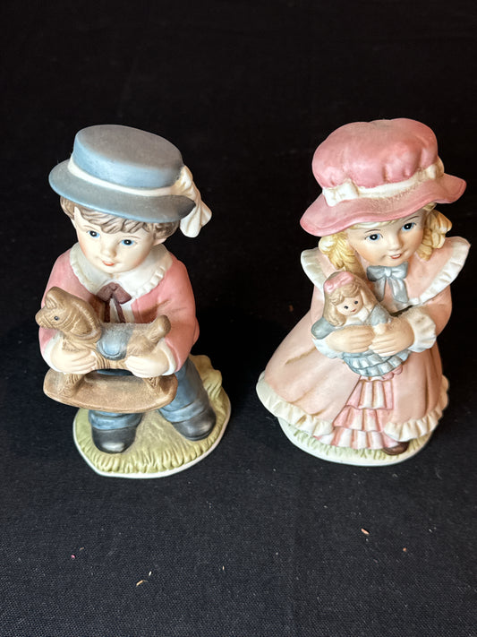 Homco 1419 Porcelain 6" Victorian Girl and Boy Figurine Set