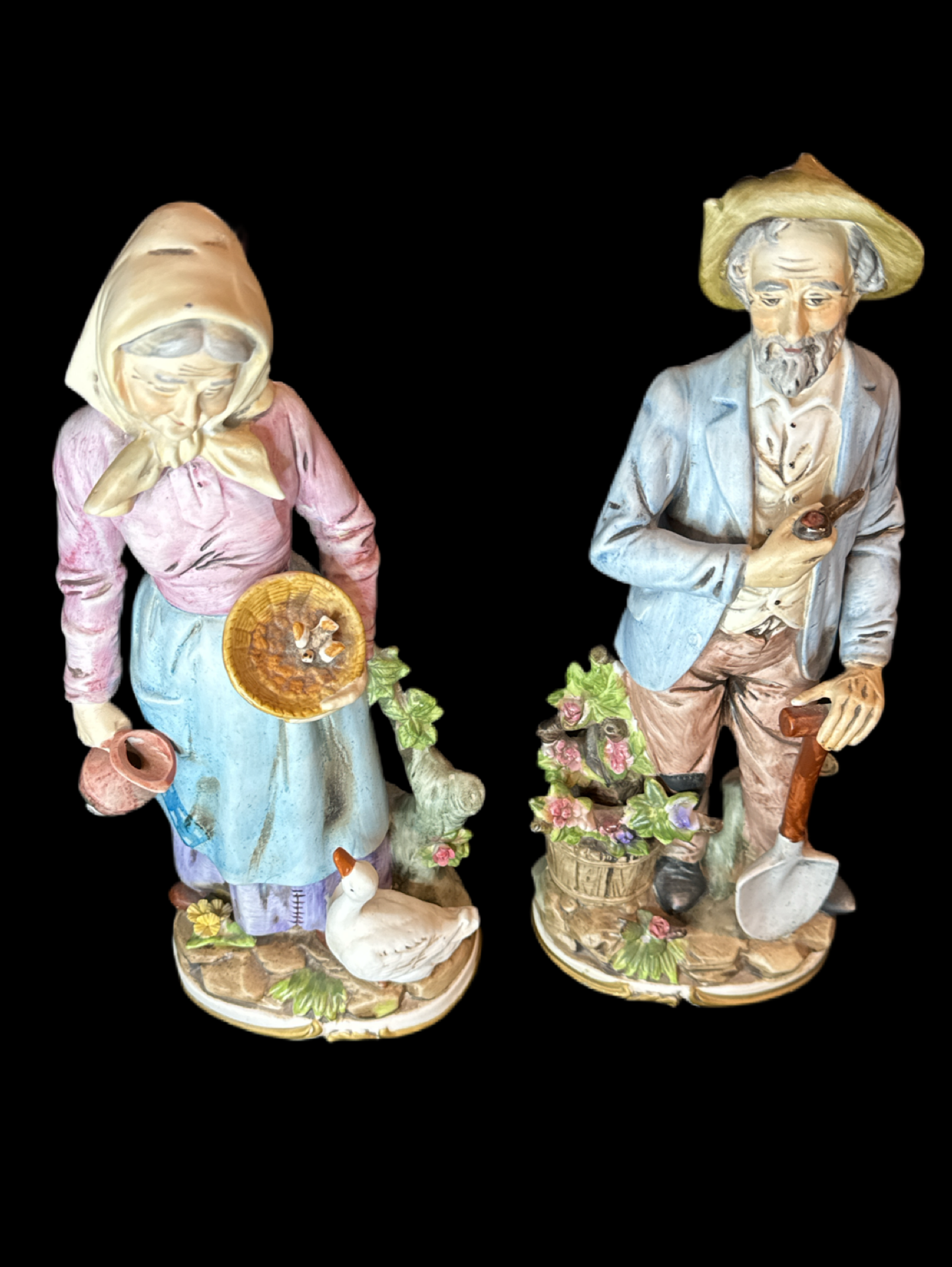 Pair of Homco Meissen German Bisque Porcelain Statues Figurines #8816