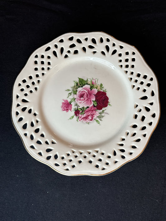 Victorian Rose Pattern by Baum Brothers 8" Pierced Bread Plate Formalities