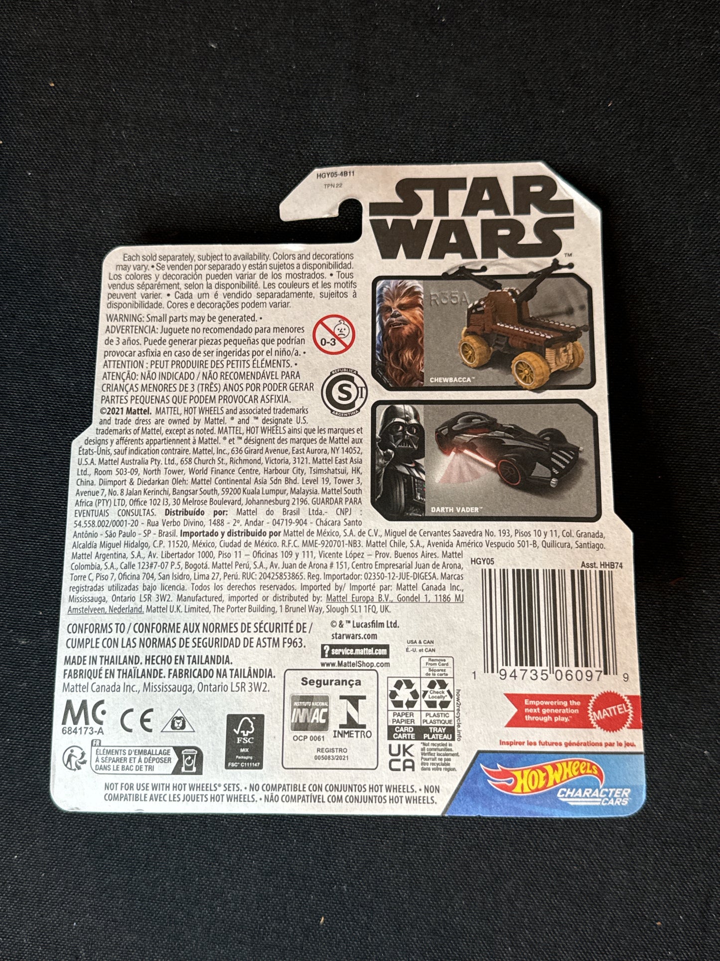 Star Wars Hot Wheels Darth Vader Die Cast Metal Module NIB Disney