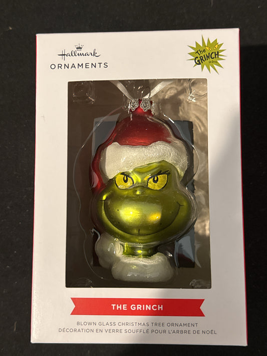The Grinch Blown Glass Christmas Ornament 4.5" By Hallmark Seuss 2025 New in Box