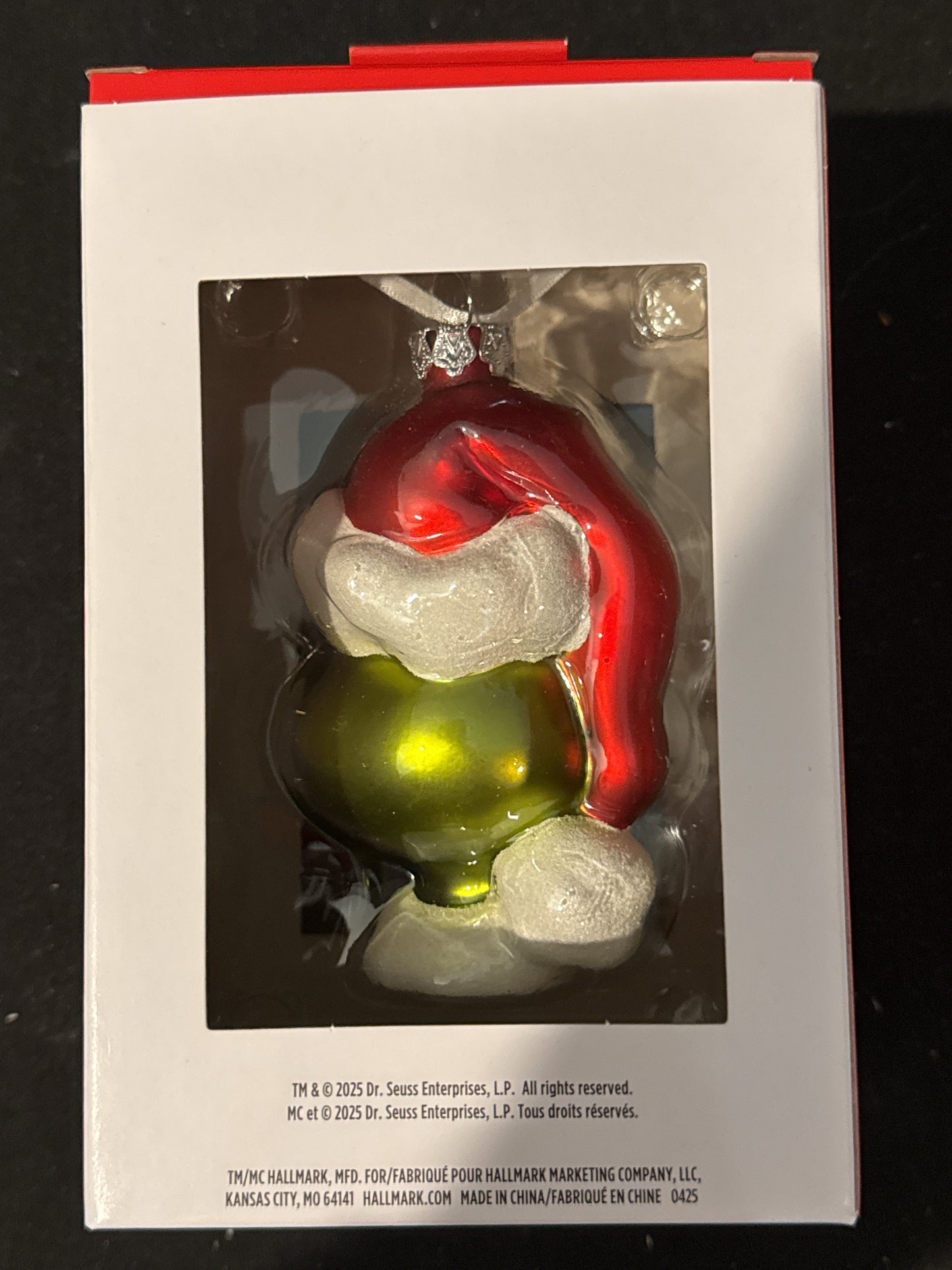 The Grinch Blown Glass Christmas Ornament 4.5" By Hallmark Seuss 2025 New in Box