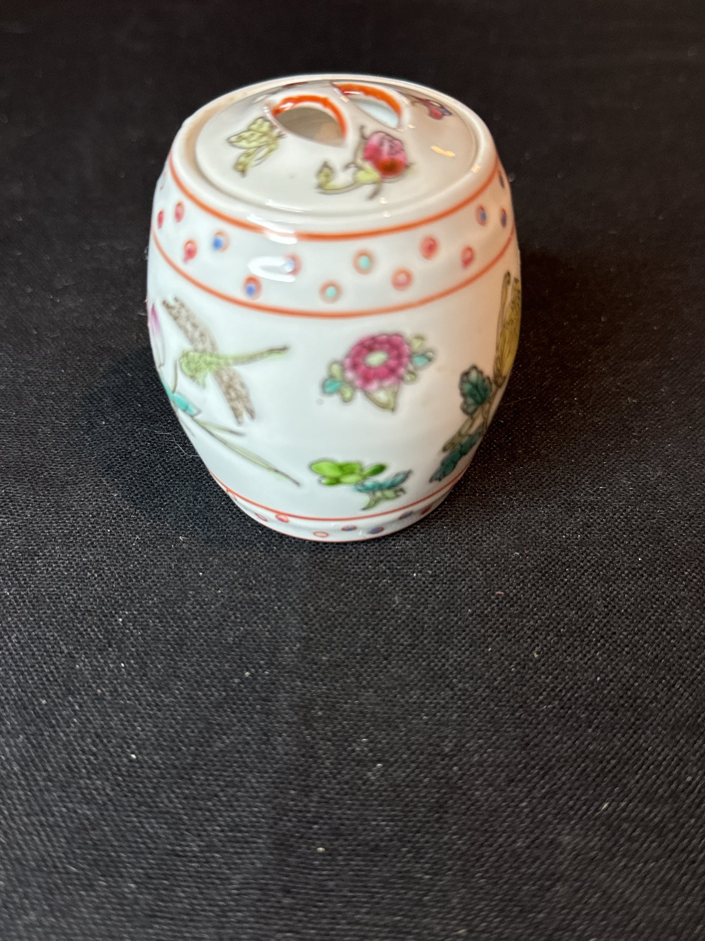 Miniature Asian Chinoiserie Garden Stools w/ Removable Lids 2.5" Tall