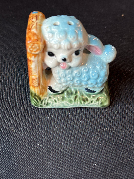 Vintage Japan Lamb Sheep Little 2" Blue Bookend Salt Shaker