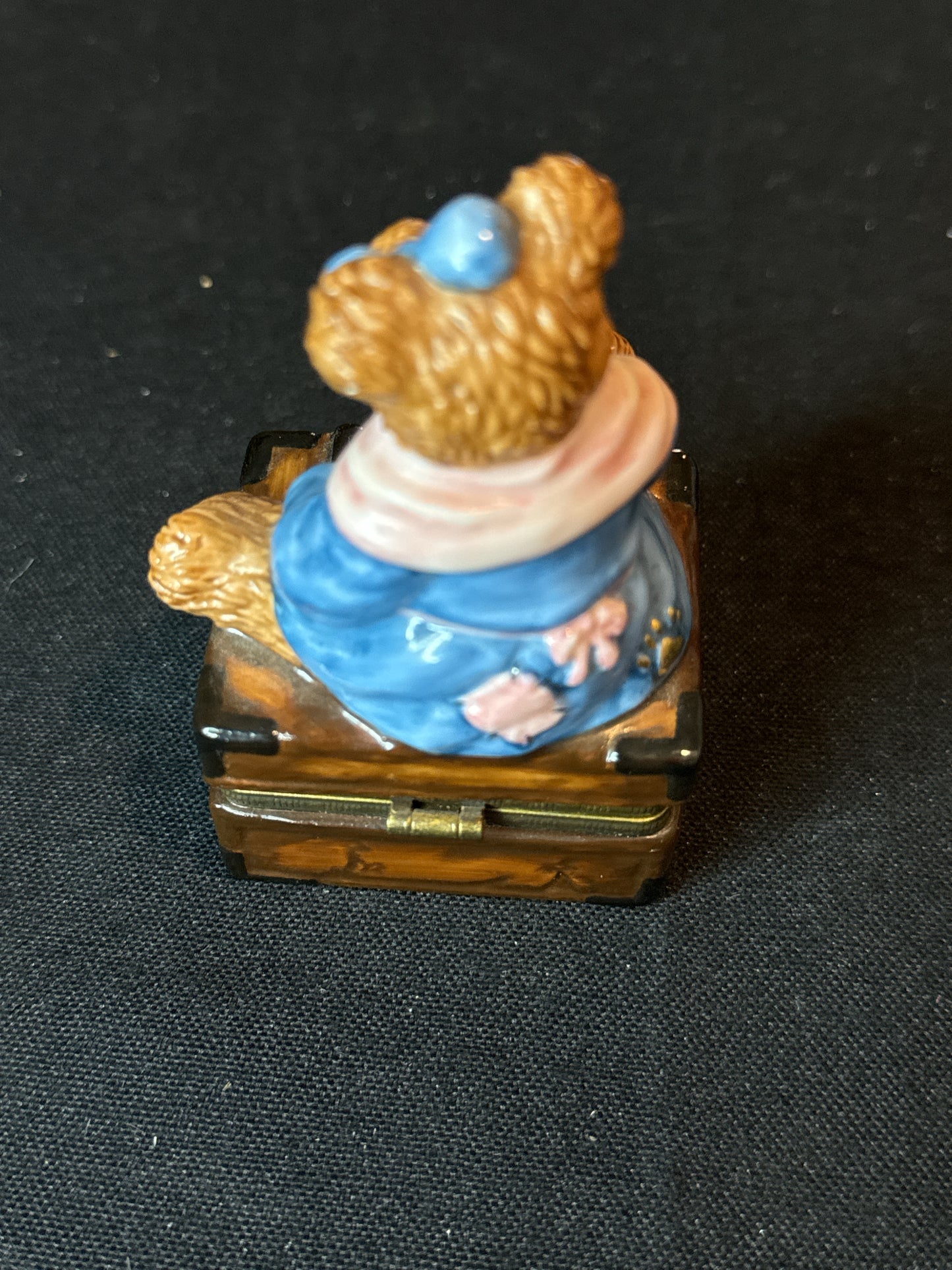 Boyds Bear Keepsake Trinket Box Bearware Pottery Bear on Trunk Suitcase w/ Small Bear