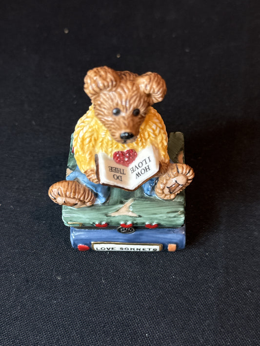 Boyds Bear Keepsake Trinket Box Bearware Potterworks Wilson With Love Sonnets #2E/1863