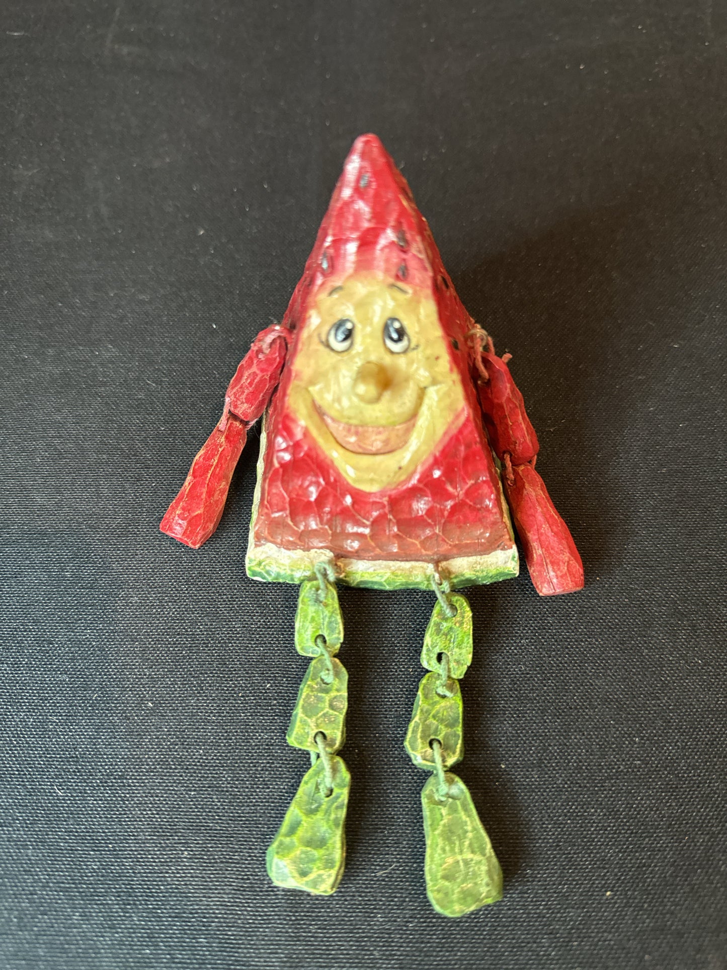 Vintage Anthropomorphic Watermelon Fruit Shelf Sitter Dangling Legs Arms Smiling