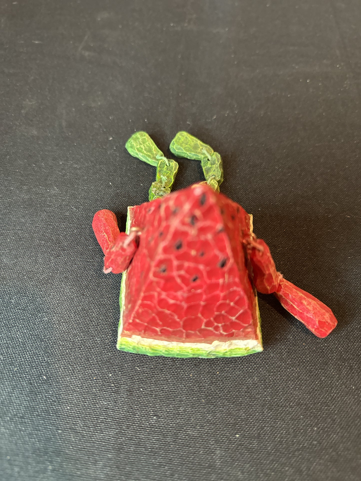 Vintage Anthropomorphic Watermelon Fruit Shelf Sitter Dangling Legs Arms Smiling