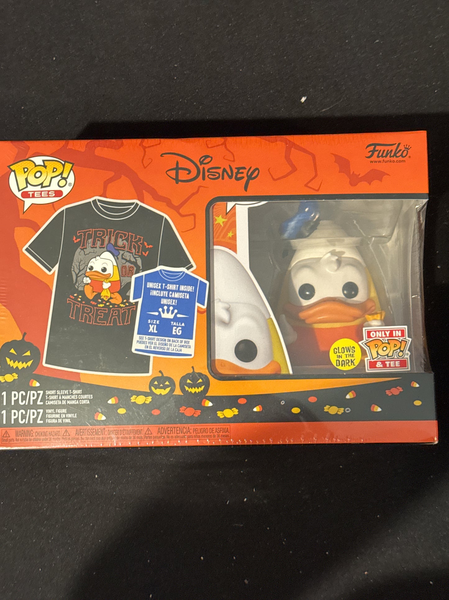 Funko Pop! Tees Disney Donald Duck #1220 Candy Corn Costume & XL T-shirt Package New