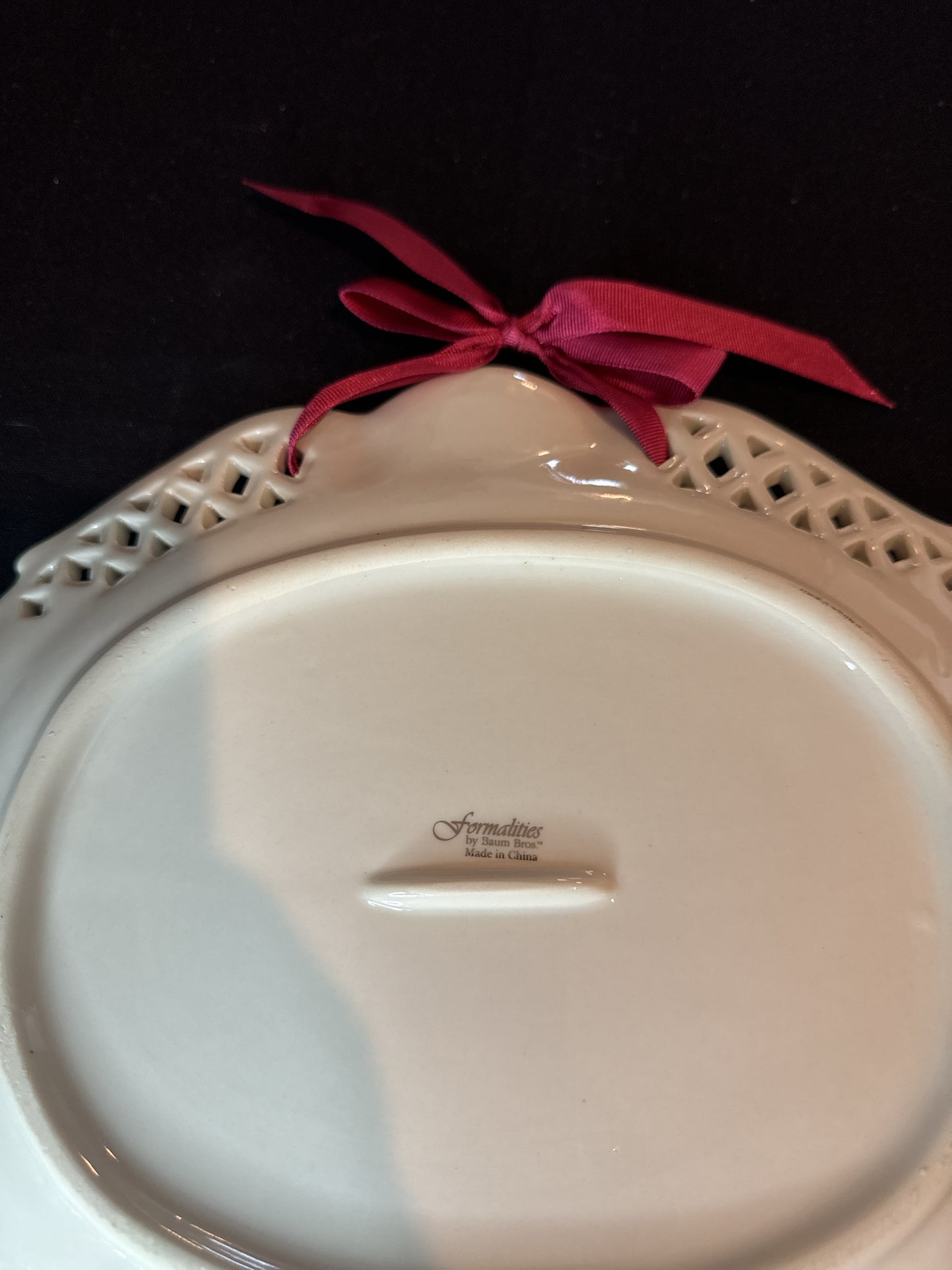 Pierced Oval Serving Platter - Victorian Rose, Formalities by Baum Bros. 12.25" Long