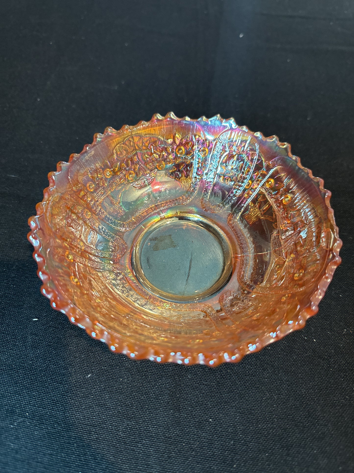 Set of 4 Fenton Orange Tree Marigold Iridescent Orange 5 1/8" Wide Fruit Bowls