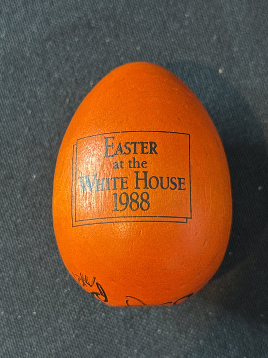 Wooden Easter Egg From 1988 Easter At The White House During Ronald Reagan Presidency Signed