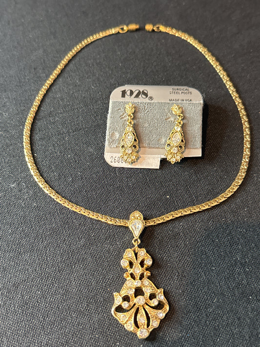 1928 Jewelry Crystal Nanette Drop Earrings & Necklace