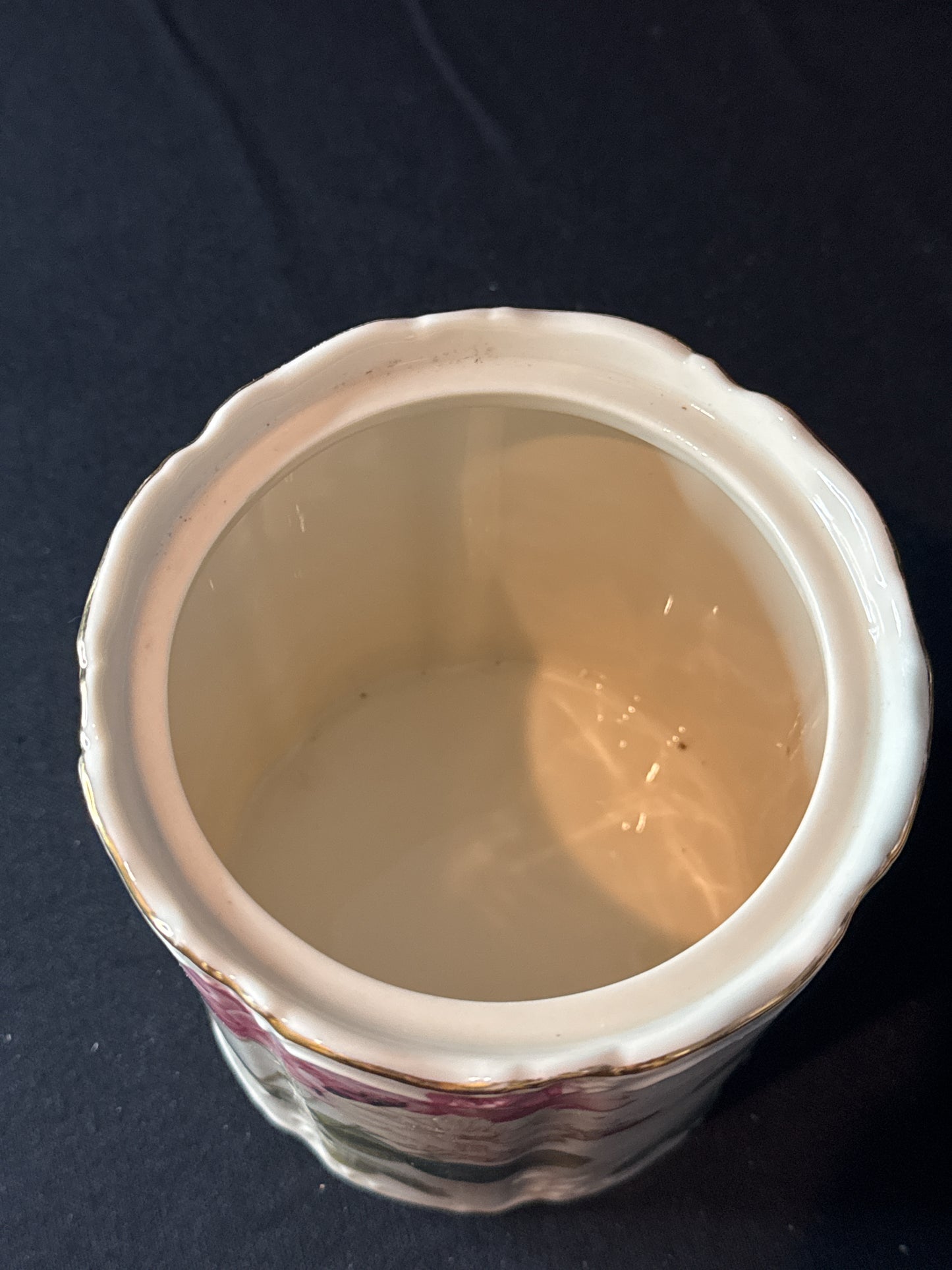 Burton & Burton Storage Jar With Lid Porcelain 6.5" Tall Gold Trim Floral Design