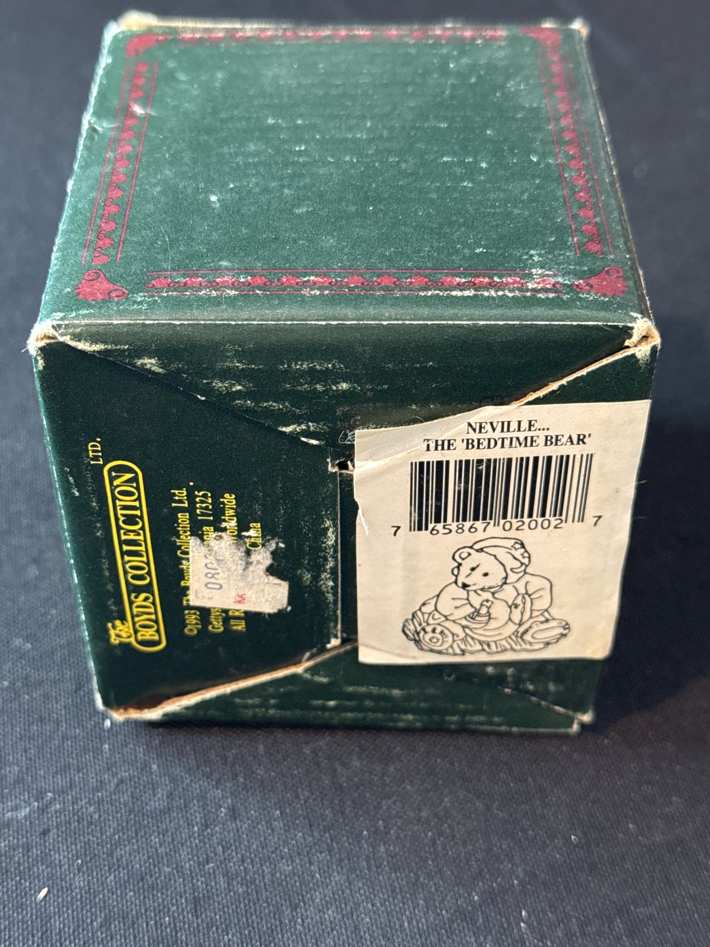 Boyds Bears & Friends Figurine 1993 Neville The Bedtime Bear #2002 Bearstone w/ Box Numbered