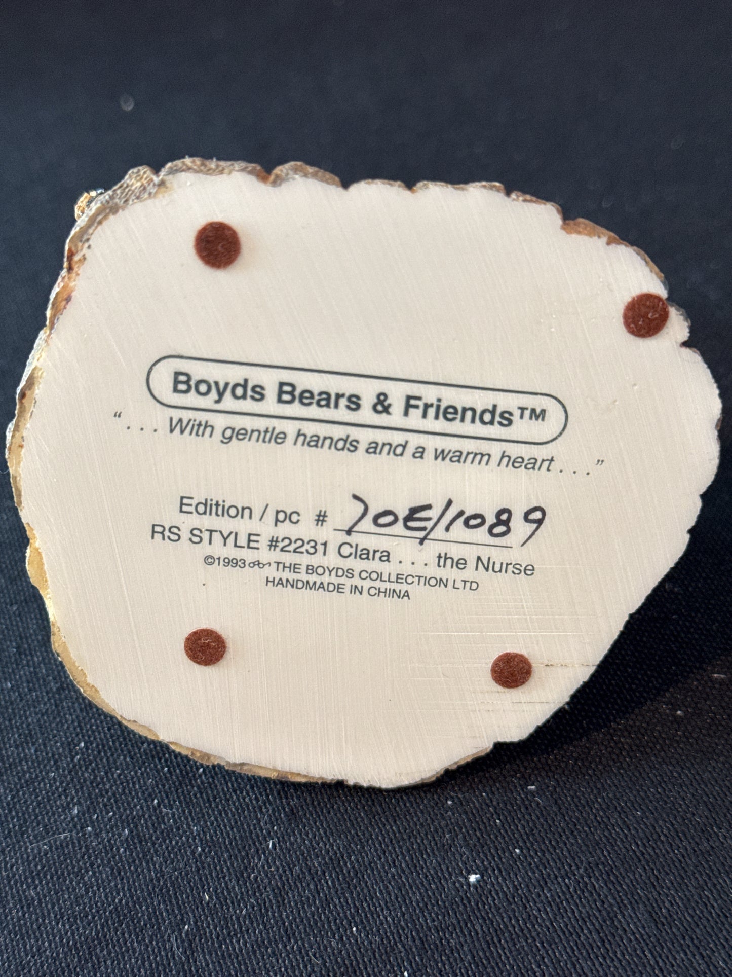 Boyds Bears & Friends Clara The Nurse Figurine #2231 Retired 1993 w/ Box