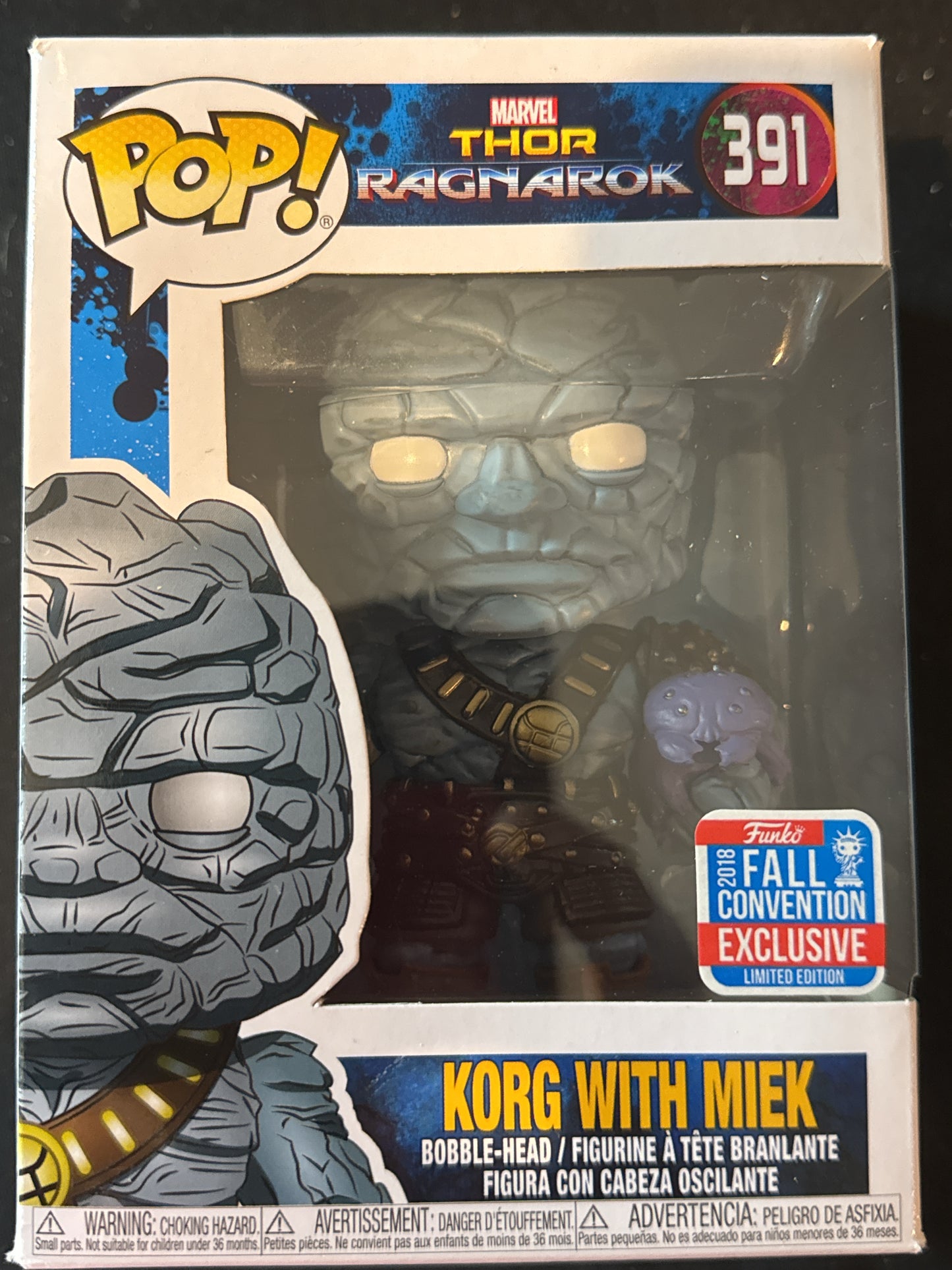 Funko Pop! Marvel Thor Ragnarok Korg With Miek Bobble Head #391 New in Box